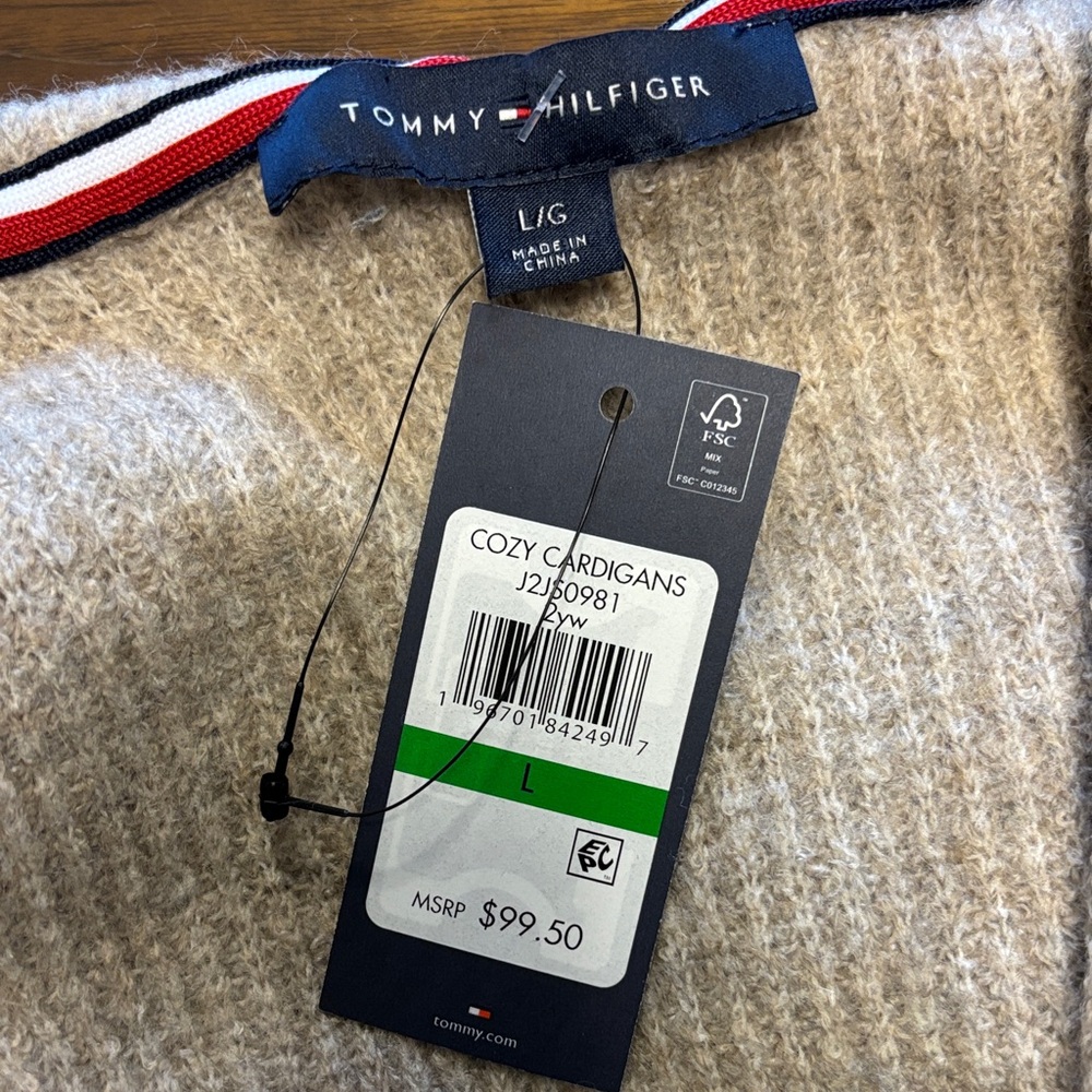 Tommy Hilfiger  Ladies Cozy Beige hooded Cardigan